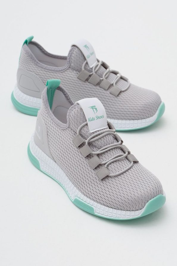 Tonny Black Kids Unisex Gray Green Comfortable Fit Lace-Up Sneakers