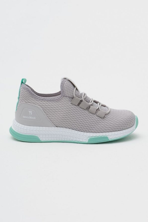 Tonny Black Kids Unisex Gray Green Comfortable Fit Lace-Up Sneakers