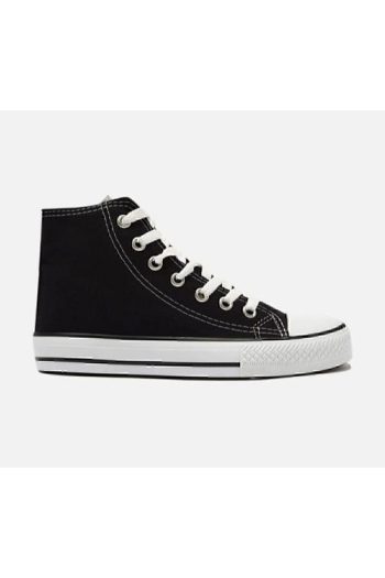 PINKBLUEKIDS Children's Black Linen Canvas Shoes