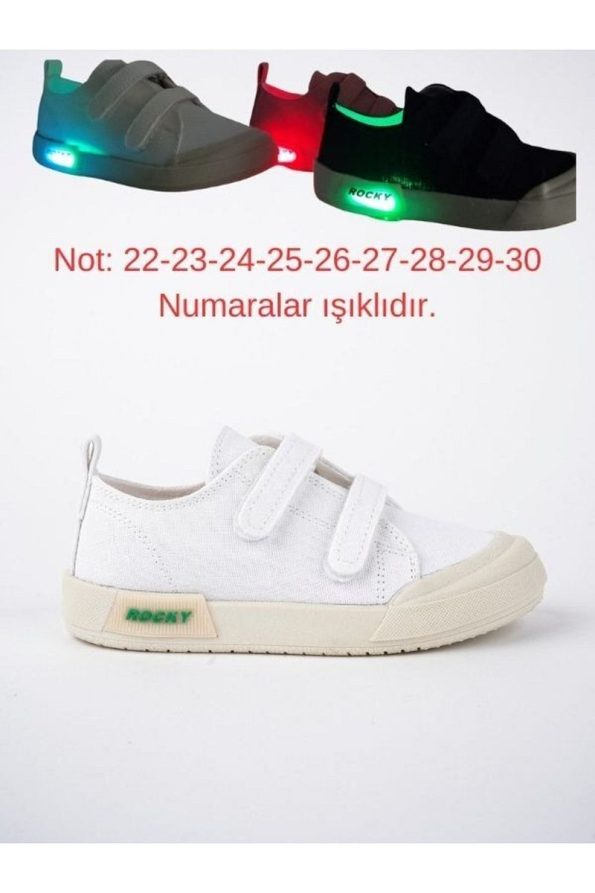 McDark Kids White Canvas Light-Up Orthopedic Sneakers