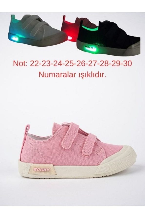 McDark Kids Pink Linen Light-Up Orthopedic Sneakers