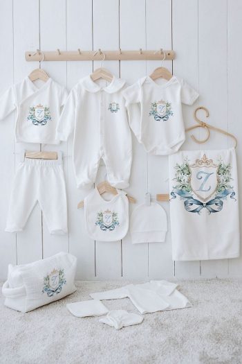 Tuğba Swan Organic 11-Piece Hospital Set - Blue Royal Series - Letter Z