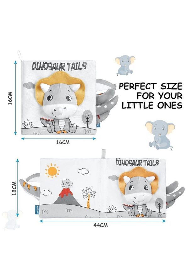 Jjovce Crinkly Dinosaur Baby Book 3D Montessori Washable Fabric Book