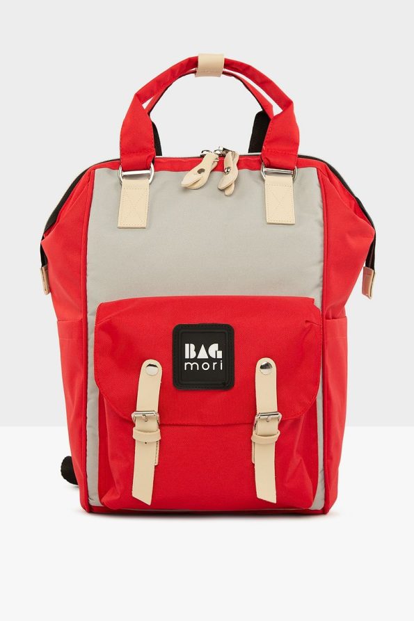 Bagmori Red Women's Logo Pocket Mother Baby Bag