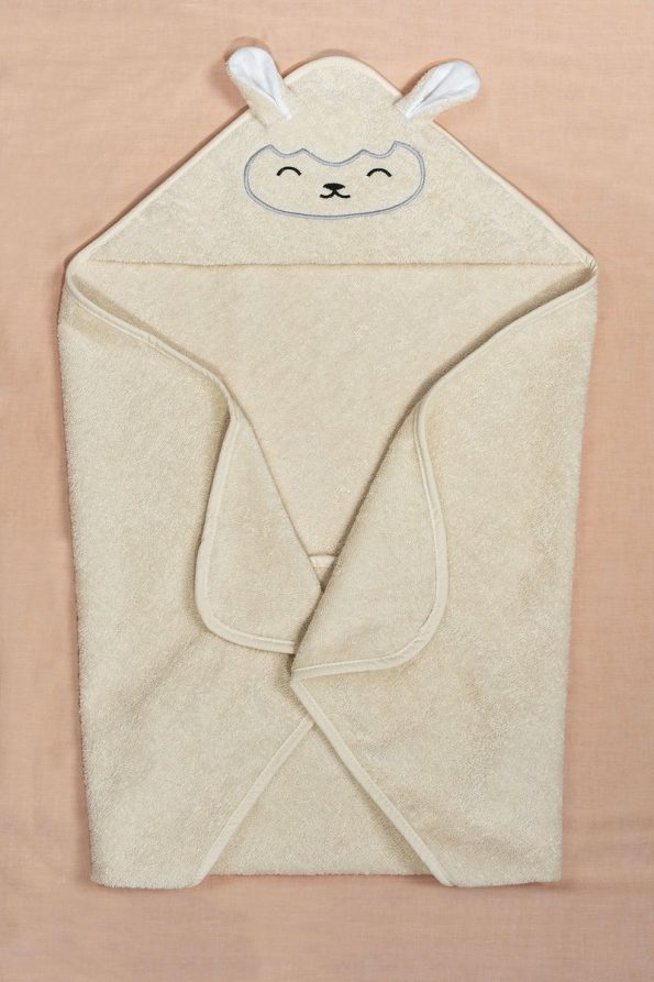 EIFIN Cotton Baby Towel Swaddle with Lamb Embroidery
