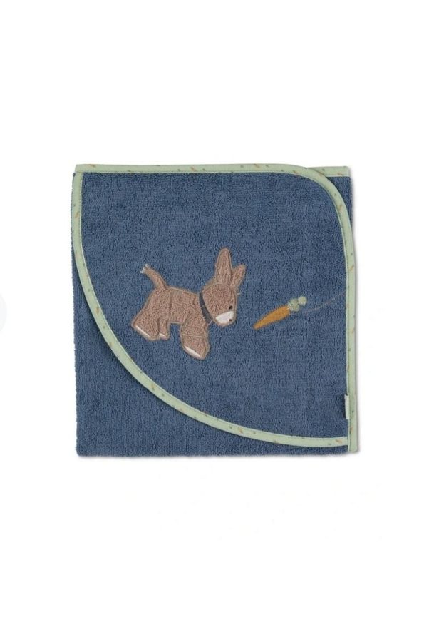 Baby Bath Towel Wrap 80x80cm - Carrot Donkey/Navy Blue