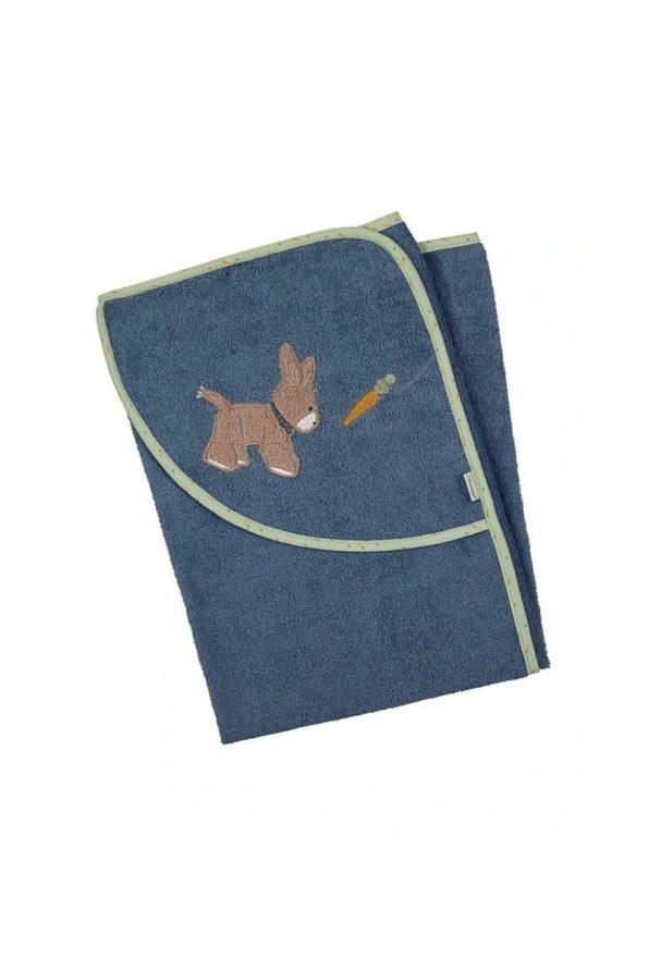Baby Bath Towel Wrap 80x80cm - Carrot Donkey/Navy Blue