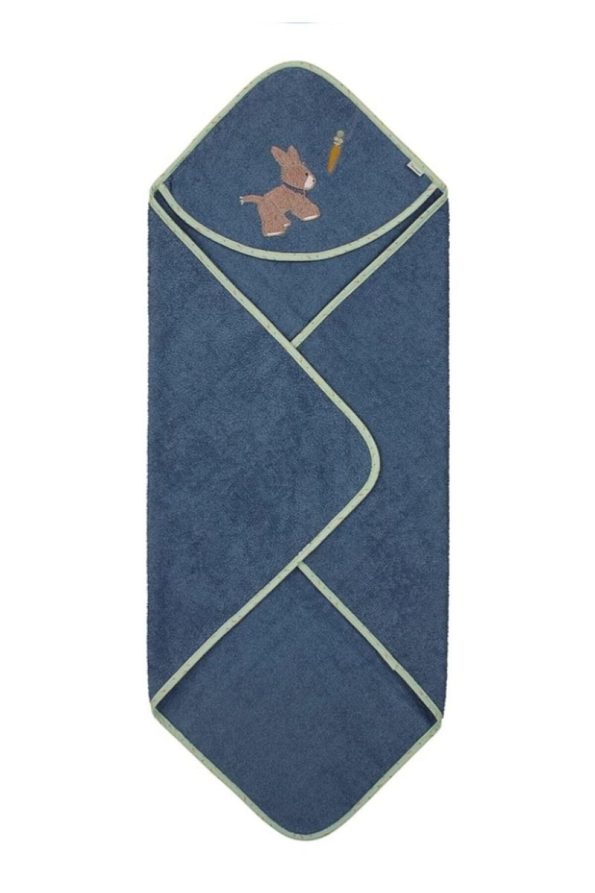 Baby Bath Towel Wrap 80x80cm - Carrot Donkey/Navy Blue