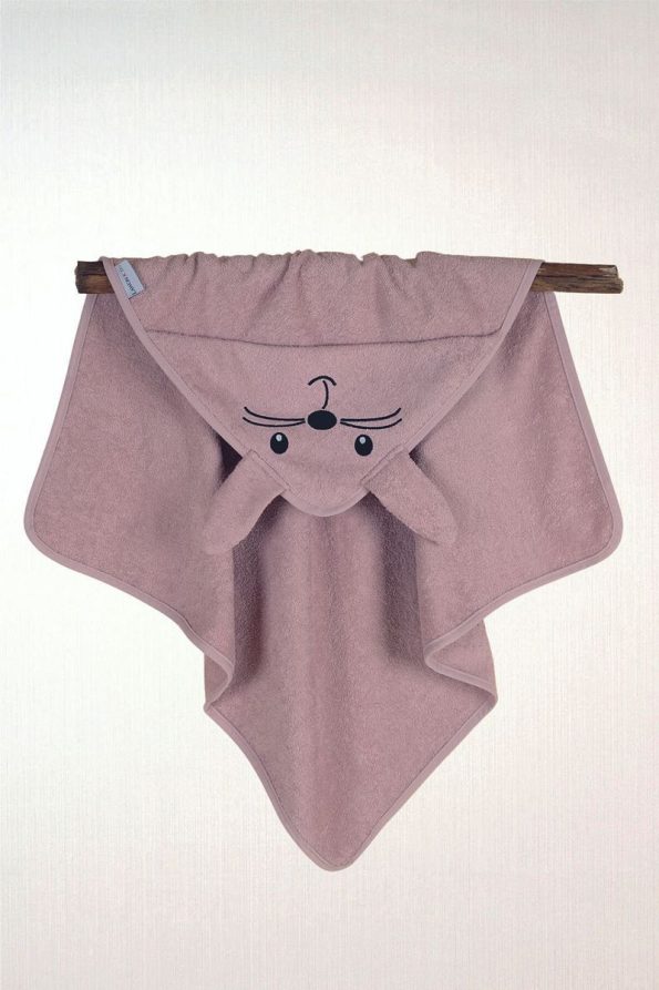 Lawon Kids 100% Cotton Rabbit Pattern Embroidered Baby Towel Swaddle - Pink