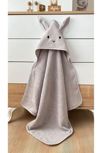 Alpar Textile 100% Cotton Soft Baby Bath Towel Wrap Gray/Rabbit