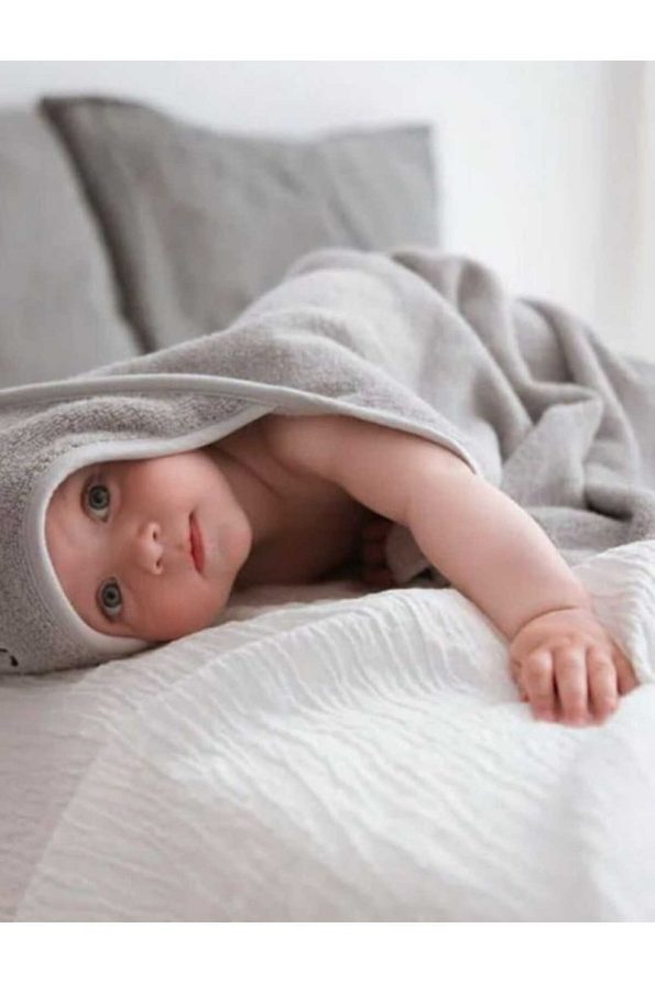 Alpar Textile 100% Cotton Soft Baby Bath Towel Wrap Gray/Rabbit