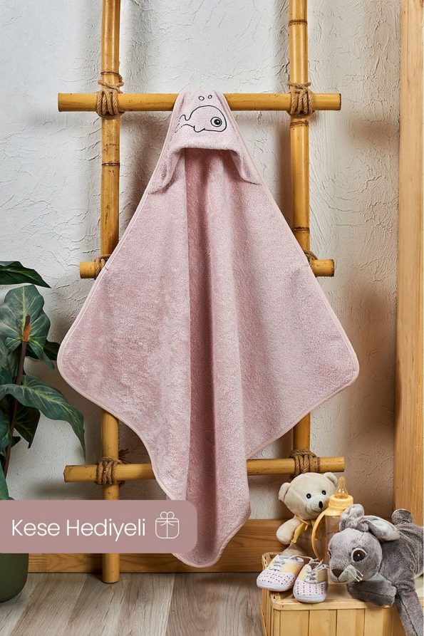 EIFIN Bamboo Fish Embroidered Baby Towel Swaddle and Pouch Set