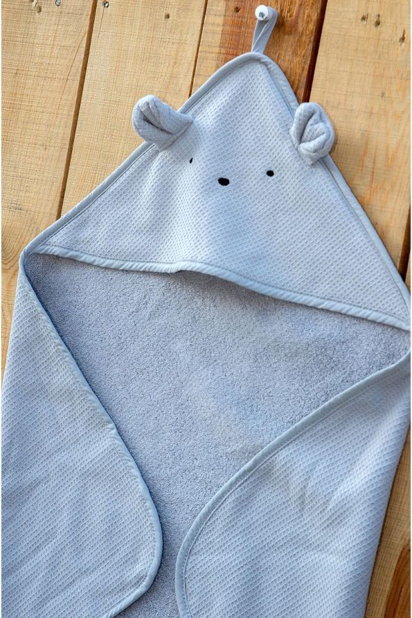 Wheeppo 100% Cotton Special Fabric Baby Bathrobe - Eared - Gray