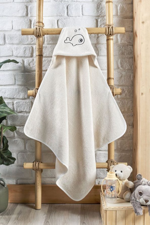 EIFIN Bamboo Fish Embroidered Baby Towel Swaddle and Pouch Set