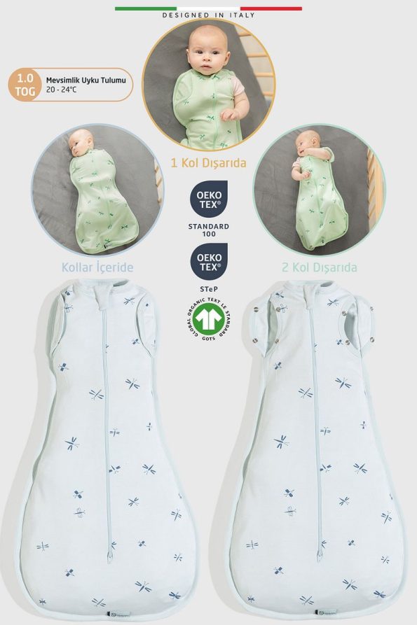 Elele EleleLife Baby Swaddle Sleeping Bag 1 Tog Blue Sanno