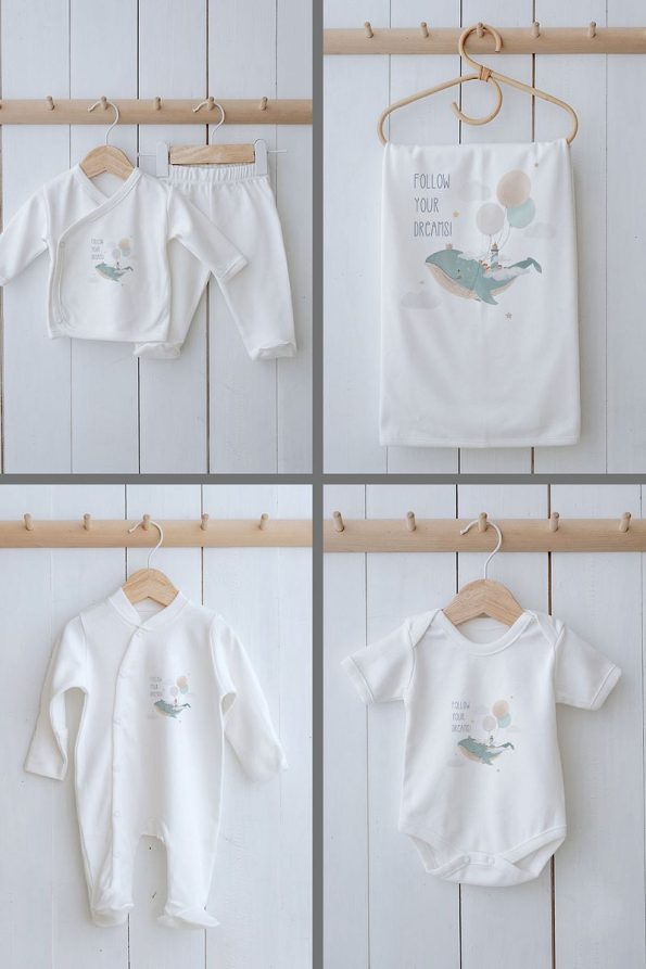 Tuğba Swan Organic 11-Piece Hospital Set - For Baby - Blue Dream