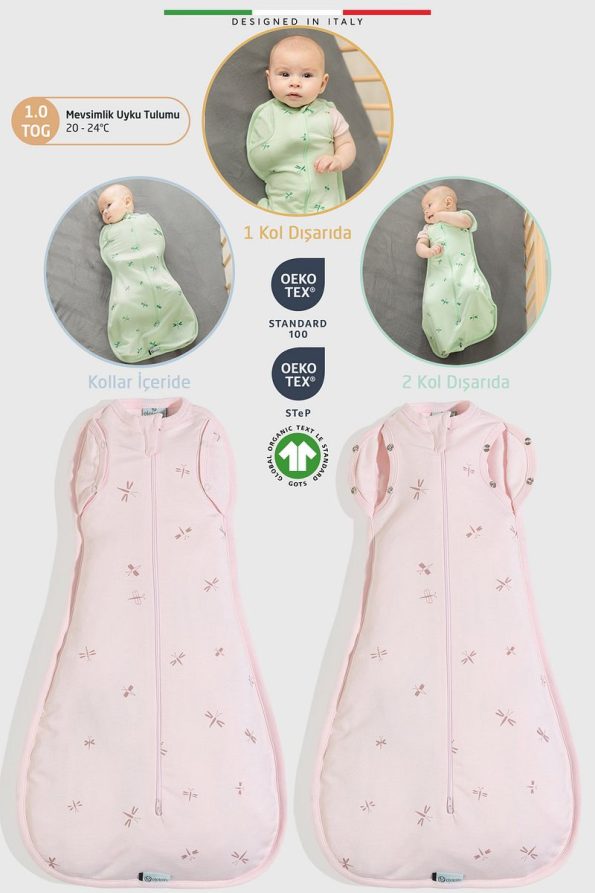 Elele EleleLife Baby Swaddle Sleep Bag 1 Tog Pink Sanno