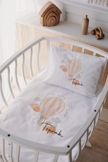 Lilabio 100% Cotton Satin Personalized Baby Bassinet Bedding Set Balloon