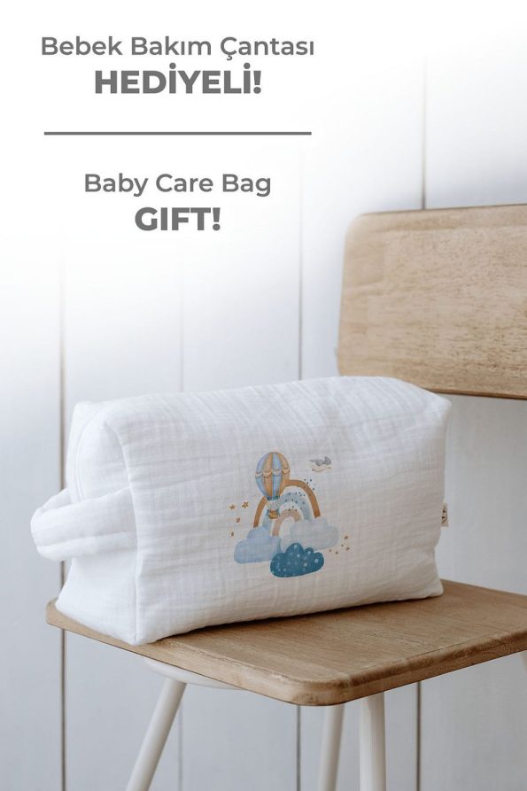 Tuğba Swan Organic 11-Piece Hospital Set - For Baby - Blue Clouds and Balloons