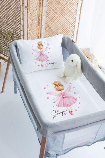 Lilabio 100% Deluxe Cotton Satin Personalized Crib Bedding Set Pink Fairy