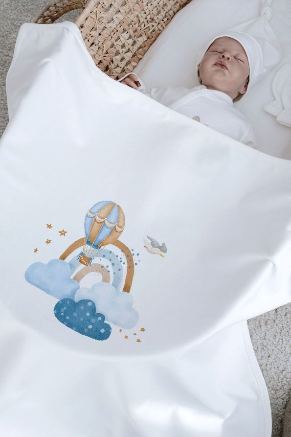 Tuğba Swan Organic 11-Piece Hospital Set - For Baby - Blue Clouds and Balloons