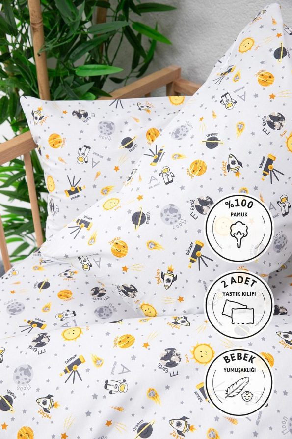 FAVORA Baby 100% Cotton Astronaut Crib Bedding Set - Gray