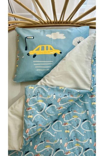 Bonitera Car Pattern 100% Cotton 100x150 Baby Bedding Set with Sheet