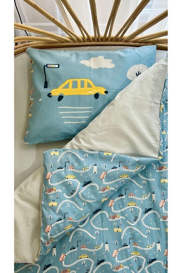 Bonitera Car Pattern 100% Cotton 100x150 Baby Bedding Set with Sheet