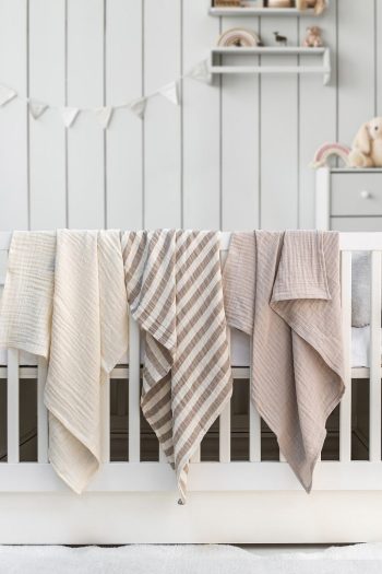 EIFIN Muslin Blanket & Throw Set 3-Piece 100% Cotton Oeko-Tex Certified 80x70 cm