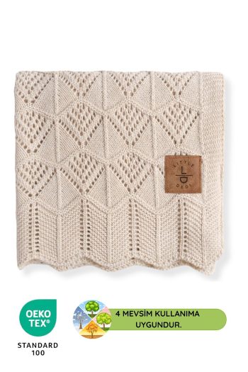 LITTLE DEDI Emily Baby Blanket Knitted Design Stone - 80x100