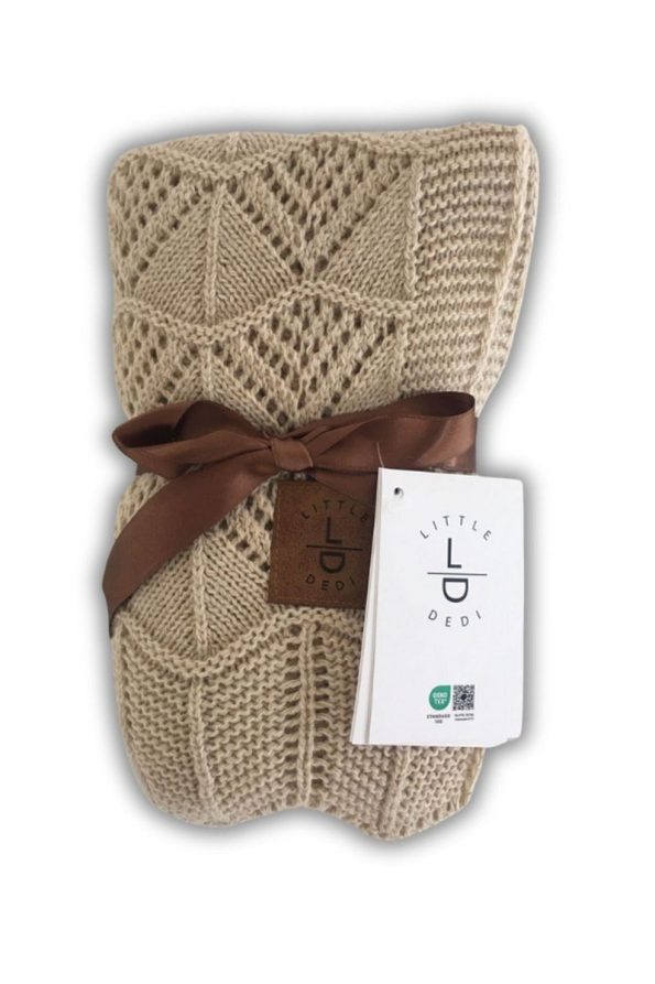 LITTLE DEDI Emily Baby Blanket Knitted Design Stone - 80x100