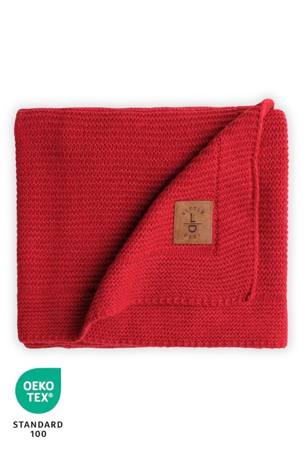LITTLE DEDI Alina Knitted Baby Blanket, Soft Lightweight Swaddle Cover, Red 80x100 cm