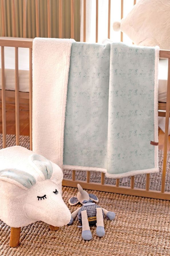 HAMUR Fluffy Baby Blanket 80x100 Cm Solid Sage Green