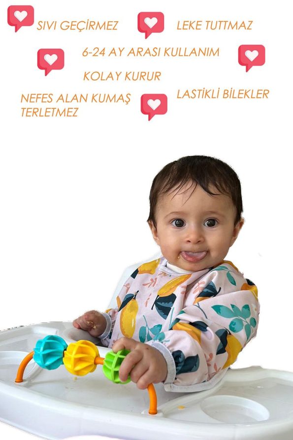 Lulu's Colors Liquid-Proof Easy-Clean Long Sleeve Activity and Feeding Bib