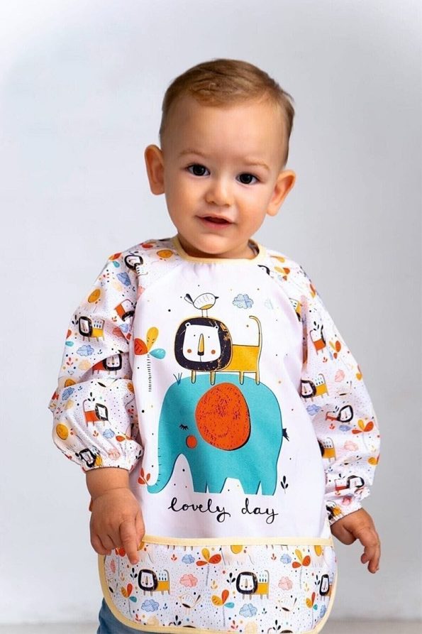 Cherub Baby Cute Elephant and Lion Boys' Waterproof Activity Bib