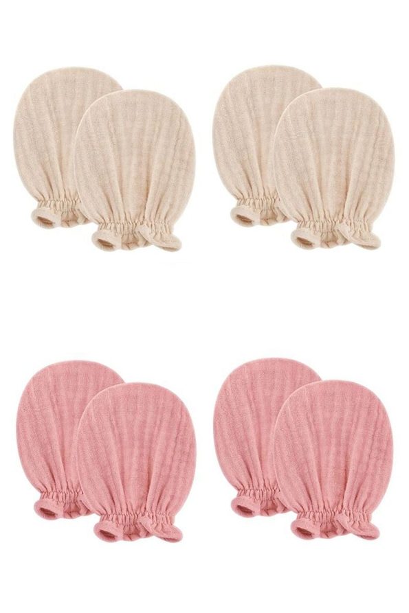 TEGA Newborn 4-Piece Mittens Set for Boys and Girls 100% Cotton Muslin Fabric