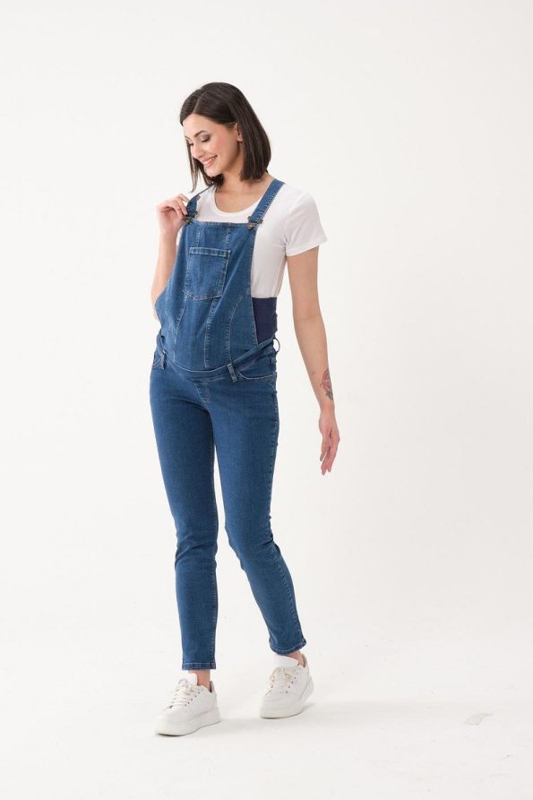 BUSA Maternity Convertible Dungaree Pants Blue