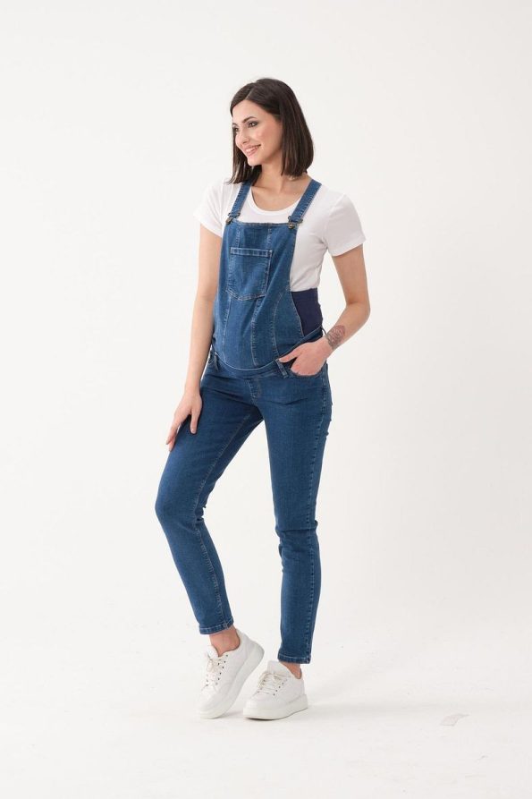 BUSA Maternity Convertible Dungaree Pants Blue