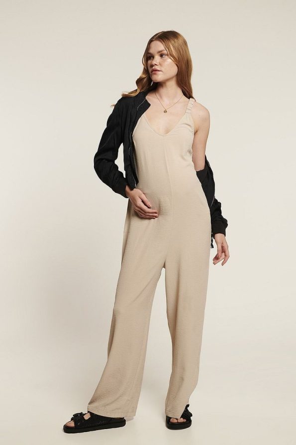 Lyn Mama Maternity Roxana Jumpsuit - Beige