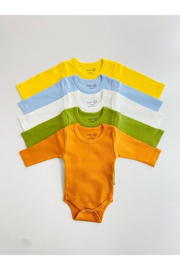 EFU BABY 5-Pack 100% Cotton Long Sleeve Baby Bodysuits
