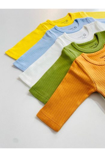 EFU BABY 5-Pack 100% Cotton Long Sleeve Baby Bodysuits