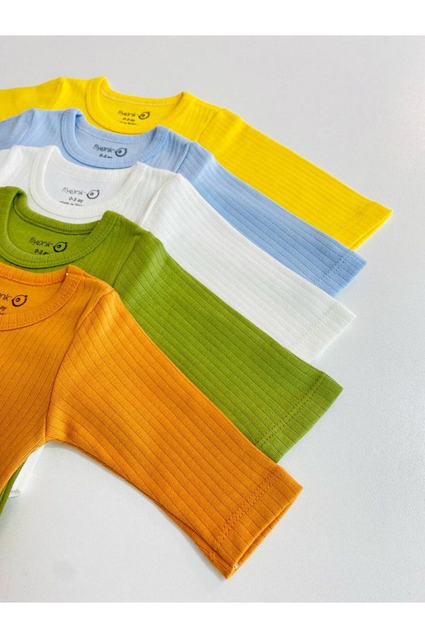 EFU BABY 5-Pack 100% Cotton Long Sleeve Baby Bodysuits