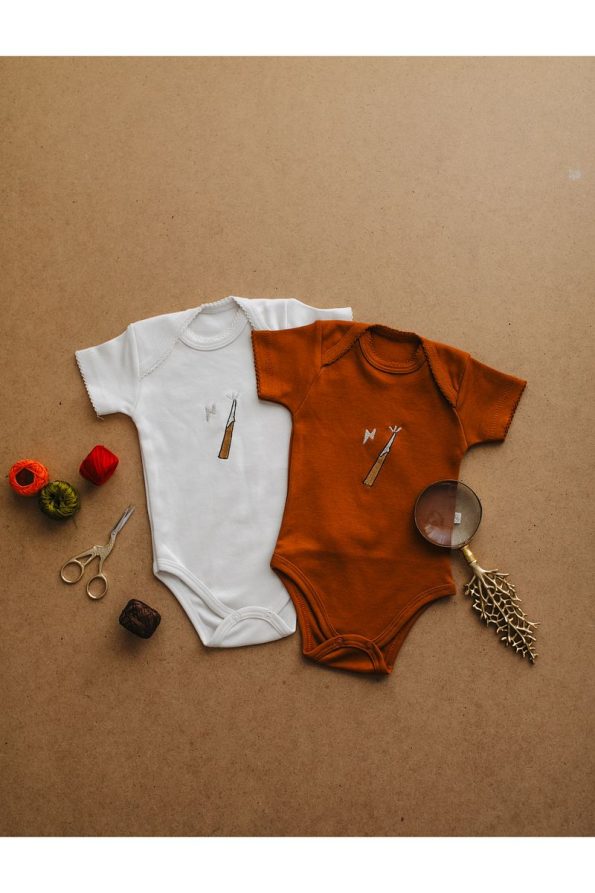 Ilays Beauty Premium Embroidered Baby Snap-Button Short Sleeve Bodysuit Set