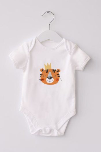 Lilabio 100% Organic Cotton 3-Pack Short Sleeve Baby Bodysuit Tiger