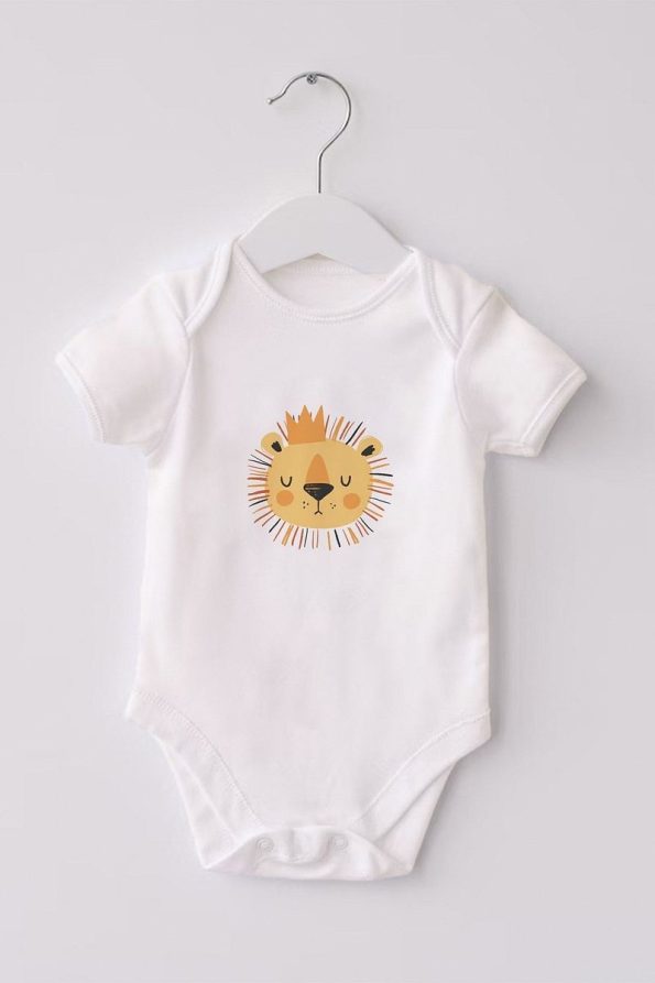 Lilabio 100% Organic Cotton 3-Pack Short Sleeve Baby Bodysuit Tiger