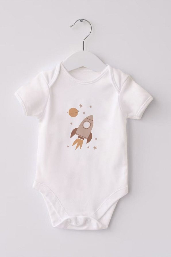 Lilabio 100% Organic Cotton 3-Pack Printed Short Sleeve Baby Bodysuit Bear