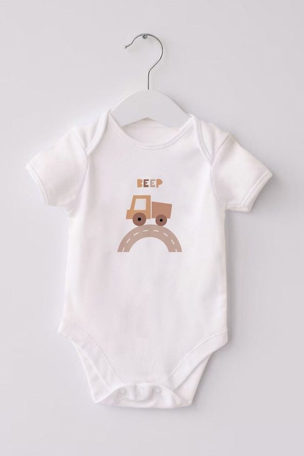 Lilabio 100% Organic Cotton 3-Pack Printed Short Sleeve Baby Bodysuit Bear