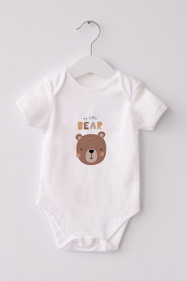 Lilabio 100% Organic Cotton 3-Pack Printed Short Sleeve Baby Bodysuit Bear