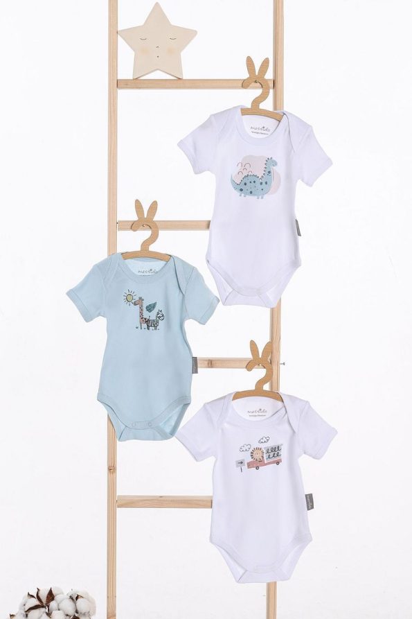 Messido 100% Cotton 3-Pack Baby Bodysuits - Boys