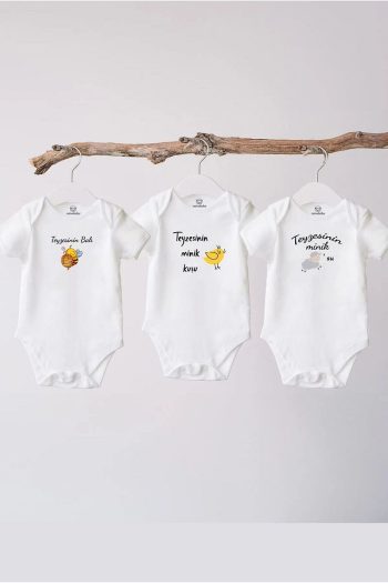 Naive Baby Cotton Baby Bodysuit - 3 Piece Auntie Set